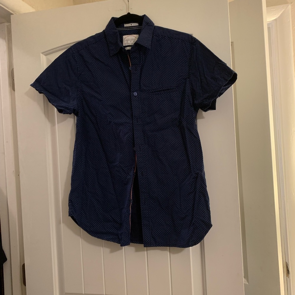 Navy blue with white poke a dots